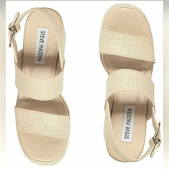 S M Boho Chic Platform 10 Raffia Straw Gypsy Festival Sandals - Picture 6 of 6